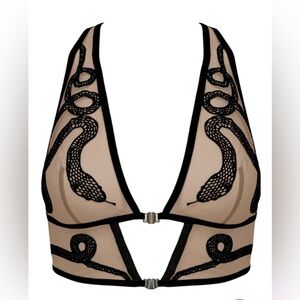 Thistle and Spire Black and Tan Snake Embroidered Bra